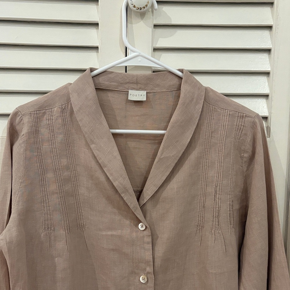 Women's Poetry Linen Button-Up Blouse - Picture 3 of 11